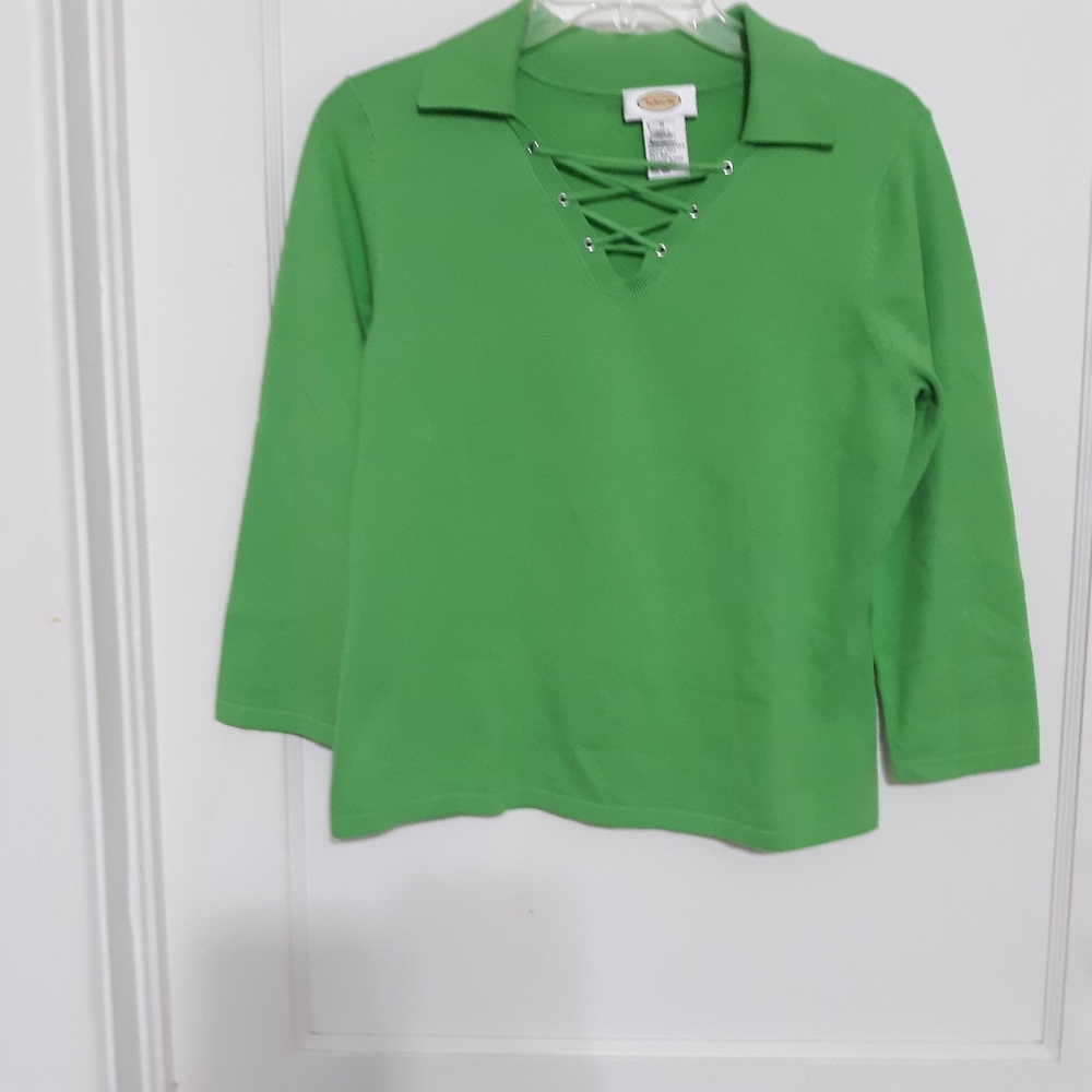 TALBOTS Knit Sweater Top Green Medium